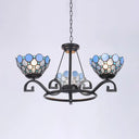 Dome Hanging Chandelier With Blue And Clear Glass Baroque Design - 3/6/8 Lights Perfect For Living