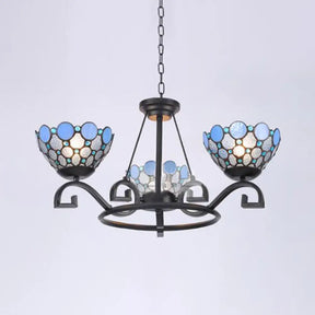 Dome Hanging Chandelier With Blue And Clear Glass Baroque Design - 3/6/8 Lights Perfect For Living