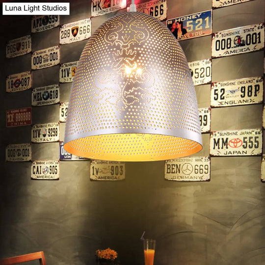 Dome Hanging Light: Stylish Traditionary Metal Fixture In Silver