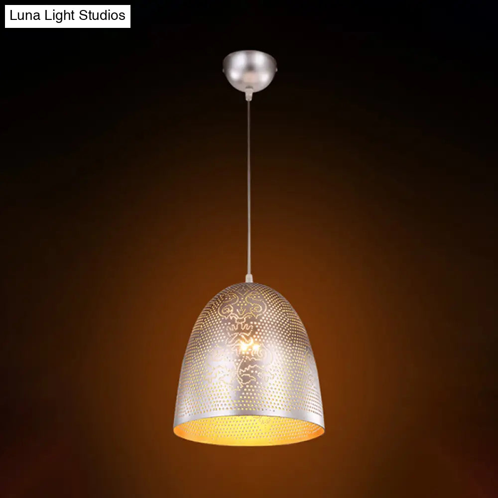 Dome Hanging Light: Stylish Traditionary Metal Fixture In Silver