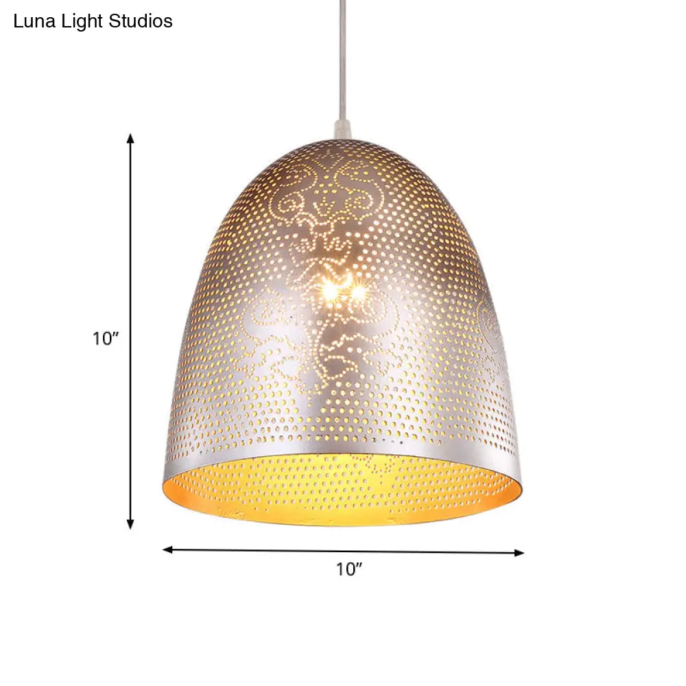 Dome Hanging Light: Stylish Traditionary Metal Fixture In Silver