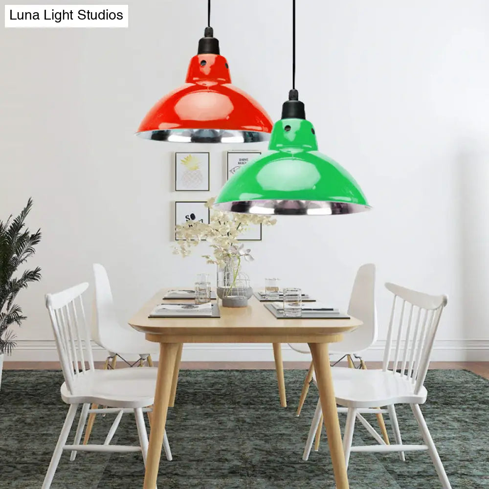 Dome Industrial Stainless Steel Ceiling Pendant Lighting - 13’/16.5’ Width 1 Head Black/Gray