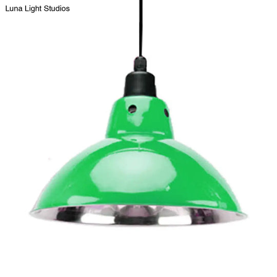 Dome Dining Table Ceiling Pendant - Industrial Stainless Steel 1 Head Black/Gray Green / 13
