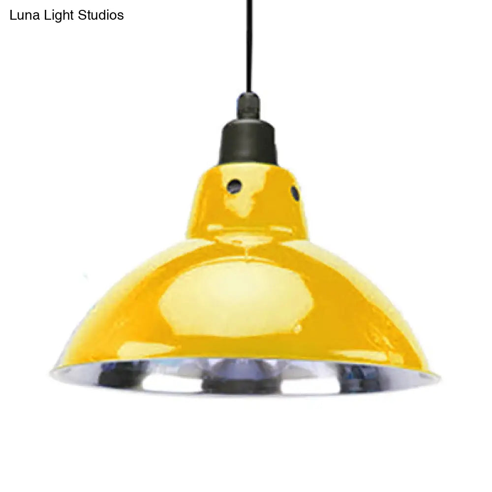 Dome Dining Table Ceiling Pendant - Industrial Stainless Steel 1 Head Black/Gray Yellow / 13