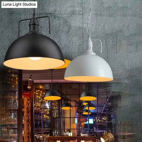 Black Iron Industrial Pendant Light With Vent - Perfect For Restaurants