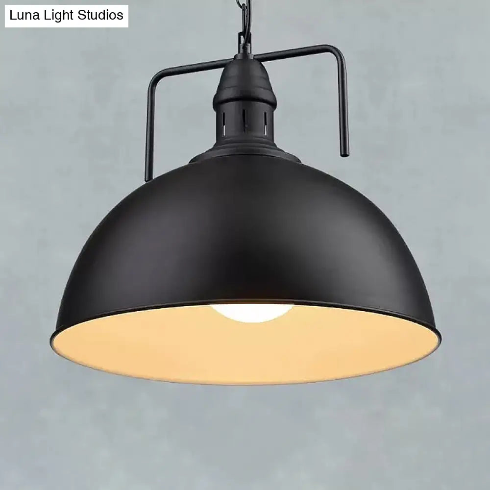 Black Iron Industrial Pendant Light With Vent - Perfect For Restaurants