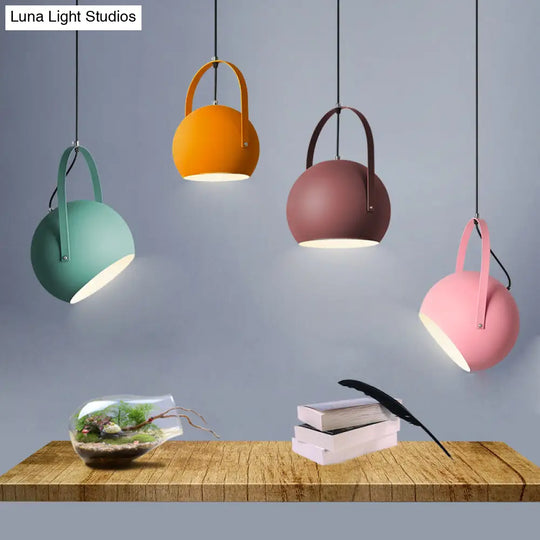 Dome Pendant Restaurant Spotlight With Arched Handle - Metal Hanging Light Fixture