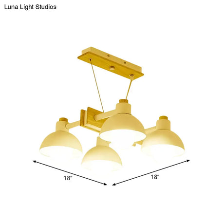 Dome Shade Linear Chandelier - Nordic Metal Island Lighting (4/6 Lights) White