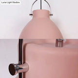 Dome Suspended Macaron Style Pendant Light - 10’/14’ Metallic Fixture With Handle In Black/Blue