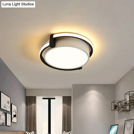 Dorm Room Led Flushmount Ceiling Light With Minimalist Design And Acrylic Shade (Grey/White) -