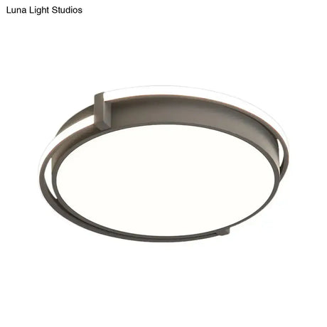 Dorm Room Led Flushmount Ceiling Light With Minimalist Design And Acrylic Shade (Grey/White) -