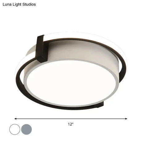 Dorm Room Led Flushmount Ceiling Light With Minimalist Design And Acrylic Shade (Grey/White) -