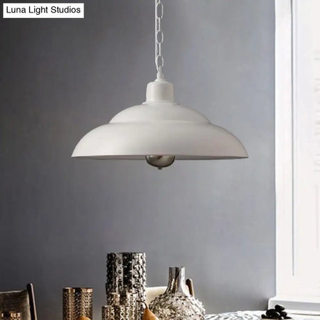 Double Bubble Hanging Lamp - Vintage Style Metallic Suspension Light In Red/White For Coffee Shop