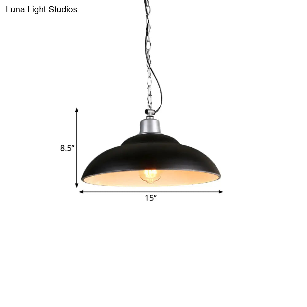 Industrial Black Metal Double Bubble Pendant Lamp - Ideal For Kitchen Suspension Lighting
