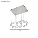 Double C-Shape Suspension Pendant Led Chandelier With K9 Crystal And Chrome Finish In Warm/White/3