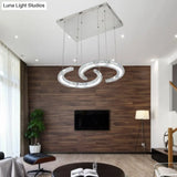 Double C-Shape Suspension Pendant Led Chandelier With K9 Crystal And Chrome Finish In Warm/White/3