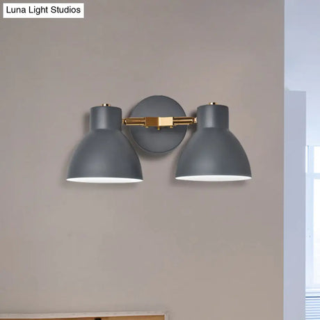 Double Shade Gray/Green Nordic Wall Sconce With Metallic Finish - Perfect Living Room Lighting