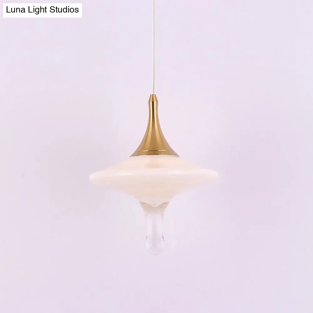 Droplet Dining Table Pendant Light - Cream Matte Glass Minimalist Design With Gold Accents