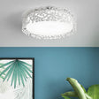 Drum Metal Flush Mount Led Ceiling Light In White/Black Traditional Style 17’/21.5’ Wide White / 17’
