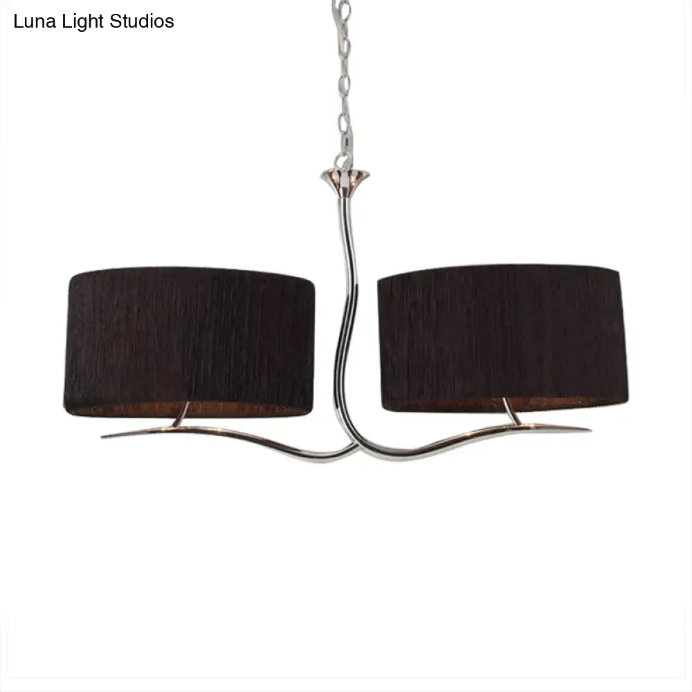 Drum Pendant Light - 4 Black/White Fabric Lights For Dining Room Island