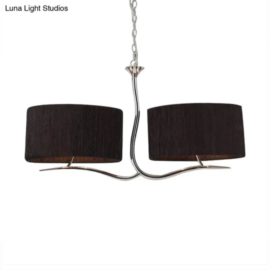 Drum Pendant Light - 4 Black/White Fabric Lights For Dining Room Island
