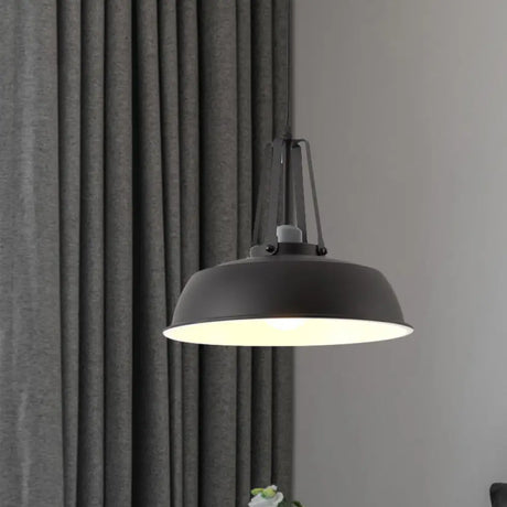 Drum Pendant Light Kit - Minimalist Metal 1 Light - Available in 14’’/18’’ Diameter - Black/White/Grey Hanging Lamp