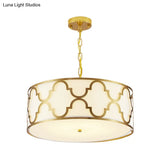 Drum Shade Chandelier Light - Nordic Style Ceiling Lamp For Dining Room 3 Lights Black/White/Blue