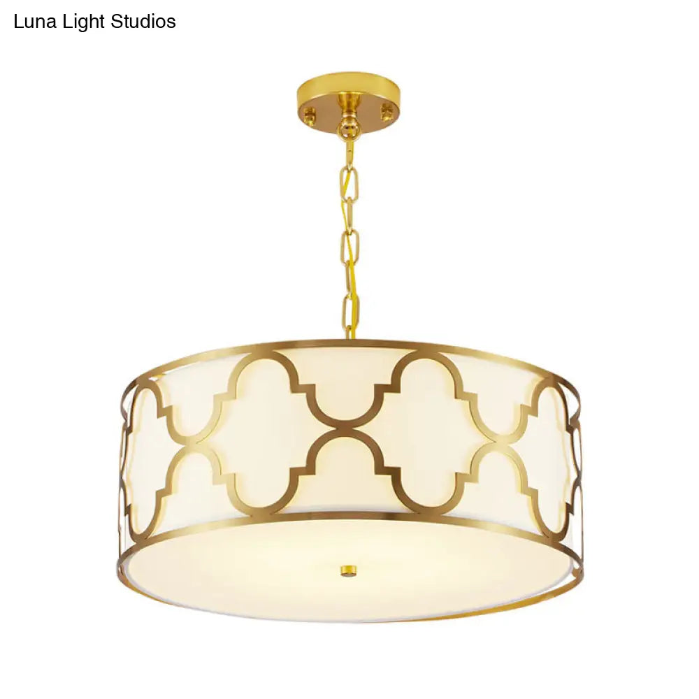 Drum Shade Chandelier Light - Nordic Style Ceiling Lamp For Dining Room 3 Lights Black/White/Blue