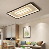Dual Rectangle Flush Nordic Style Black Metal Light - 35.5’/43’ Width Warm/White Stepless