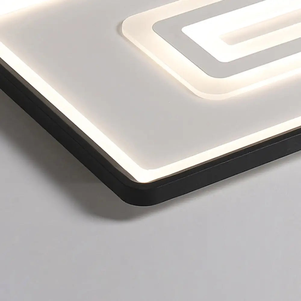 Dual Rectangle Flush Nordic Style Black Metal Light - 35.5/43 Width Warm/White Stepless Dimming With