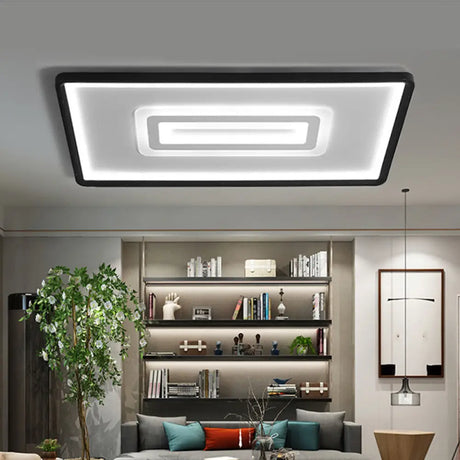 Dual Rectangle Flush Nordic Style Black Metal Light - 35.5’/43’ Width Warm/White Stepless