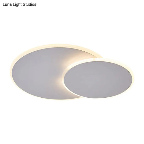 Dual Round Flushmount Led Ceiling Light - Minimalist Metal Surface Mounted For Bedroom