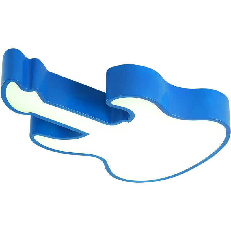 Guitar-Shaped Led Flush Mount Light For Bedroom - 23’/26’ Size Blue And Pink Colors Warm White