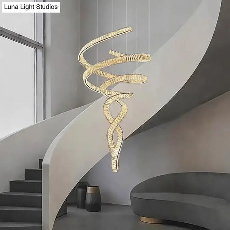 Elara Modern Crystal Stair Chandelier with LED Remote/Touch Control chandelier