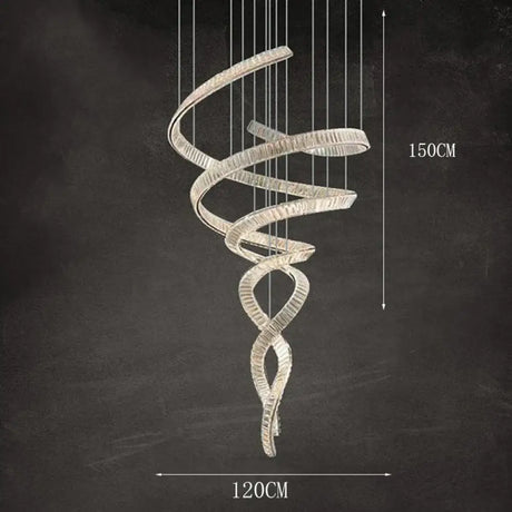 Elara Modern Crystal Stair Chandelier with LED Remote/Touch Control Silver 120cm / APP with RC Dimmable chandelier