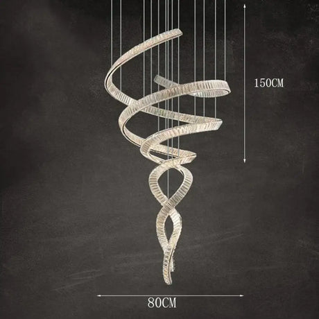 Elara Modern Crystal Stair Chandelier with LED Remote/Touch Control Silver 80cm / APP with RC Dimmable chandelier