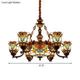 Elegant Baroque Style Dining Room Chandeliers With Art Glass Shade And Curved/Straight Arm