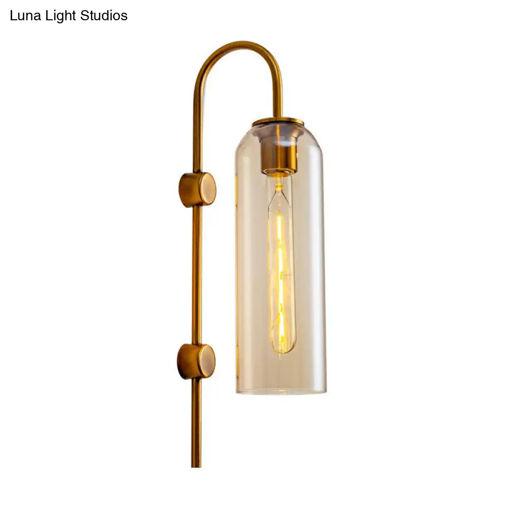 Elegant Glass Wall Sconce - Modern Gooseneck Arm 1-Light Corridor Lamp