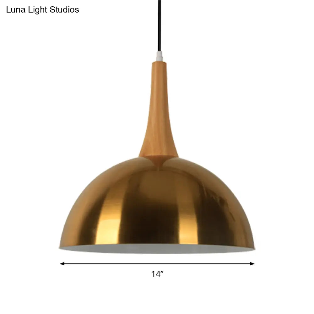 Elegant Gold Metal Hanging Lamp: One Head Bowl Pendant Lighting For Cafe Dining Table