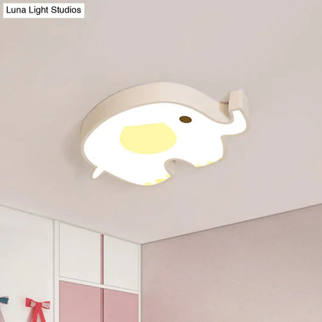 Elephant Acrylic Flush Mount Ceiling Light For Kids Room With Led And 3 Settings