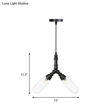 Elisa - Vintage Water Pipe Chandelier Pendant Light 2/3/4-Light Iron Led Hanging Ceiling Lamp In