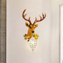 Elk Head Farmhouse Sconce: 1-Light Black & White Resin Wall Lamp With Flower Detail And Raindrop