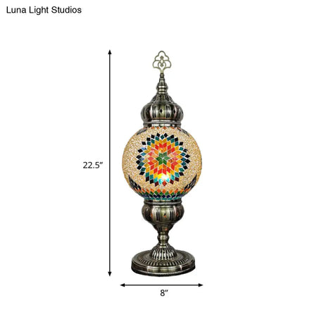 Ellie - Handcrafted Vintage Glass Ball Desk Lamp | 1 Head Nightstand Light In