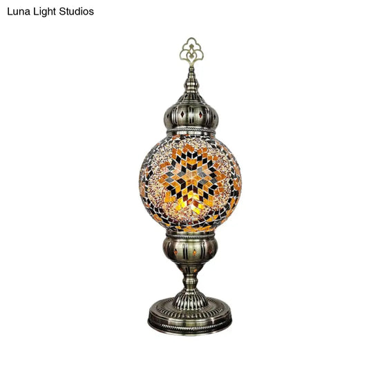 Vintage Handcrafted Art Glass Ball Desk Lamp White/Beige/Yellow Living Room/Nightstand Light