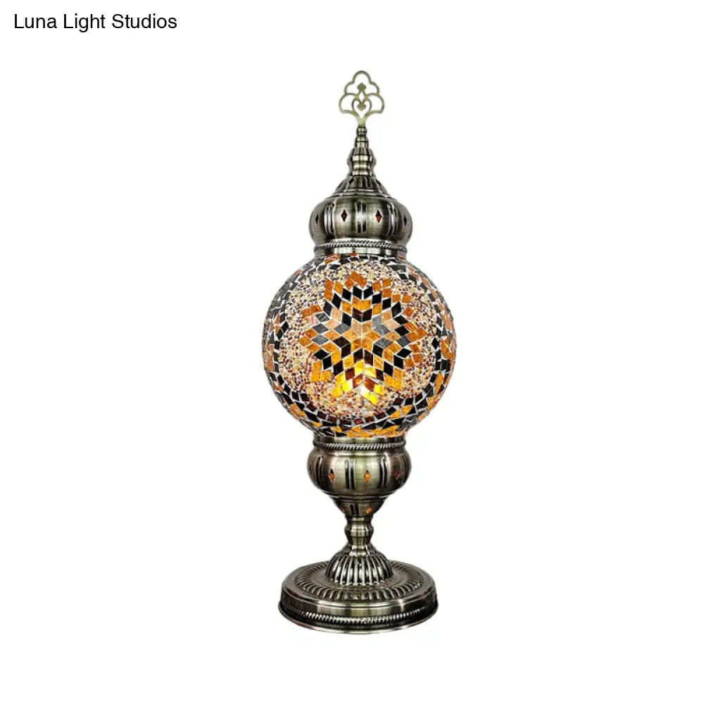 Ellie - Handcrafted Vintage Glass Ball Desk Lamp | 1 Head Nightstand Light In