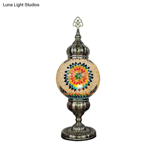 Vintage Handcrafted Art Glass Ball Desk Lamp White/Beige/Yellow Living Room/Nightstand Light