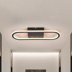 Ellipse Led Ceiling Light - 15’/19’ Metal Flush Mount Simple Black/White Design White/Warm Glow