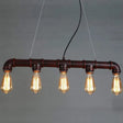 Elongated Pipe Island Pendant Light - Farmhouse Metallic Fixture With 5 Heads For Dining Room Copper