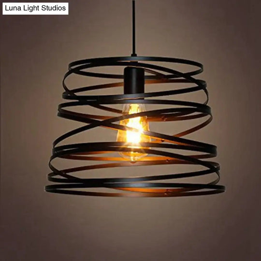 Elvio - Iron Spiral Spring Suspension Pendant Light Black / White For Kitchen Island Lamp Dining