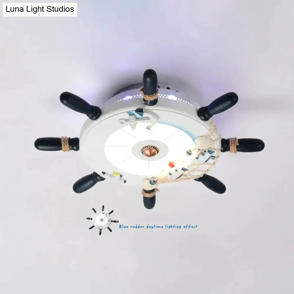 Elvira - Ship Rudder Style Mediterranean Decorative Ceiling Lamp Fish Rudder A / White Light